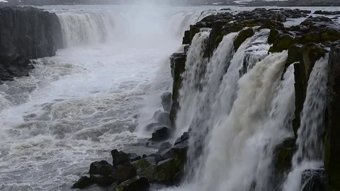 Famous Selfoss waterfall, Stock Footage 82260864