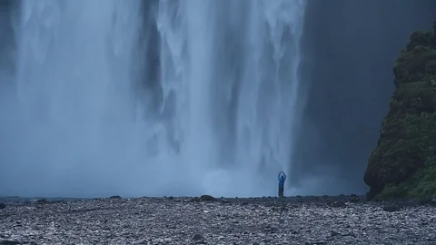 Famous Skogafoss waterfall Stock Footage 82322206