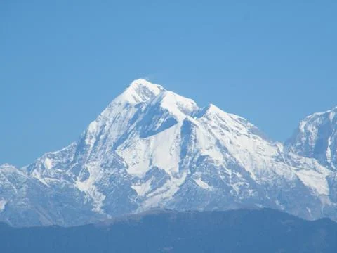 Famous snow peaks of great Himalaya Stock Photos