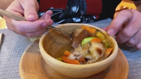 Famous soap de pan bread soup in traditional Mexican chiapas style food Stock Footage 256092540