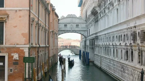 Famous Sospiri Prison bridge monument view of Venice city landmark,Venezia italy Stock Footage 200972764