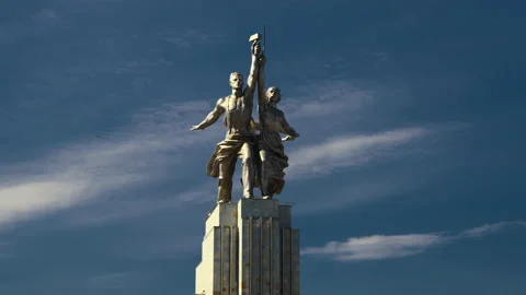 Famous soviet monument Worker and Collective Farm Woman, Russia. Stock Footage 221471699