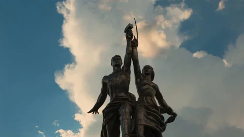Famous soviet monument Worker and Collective Farm Woman, it was created in .. Stock Footage 228715434