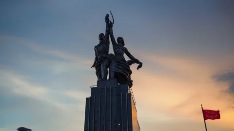 Famous soviet monument Worker and Collective Farm Woman, it was created in .. Stock Footage 228715453
