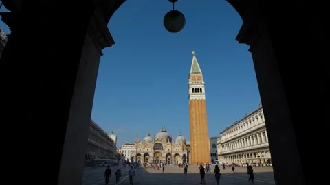 The famous St Mark's square (Piazza San Marco) in Venice, Italy during the day. Stock Footage 157341179