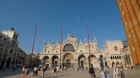 The famous St Mark's square (Piazza San Marco) in Venice at day. Stock Footage 157341421