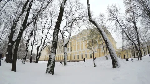 Famous State Russian Museum in Mikhailovsky Garden, St.Petersburg, Russia Stock Footage 69861378