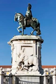 Famous statue on commerce square Stock Photos