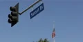 Famous Sunset Boulevard Street Sign Traffic Light American Flag Los Angeles Icon 4k or 4k+ Resolution