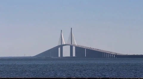 Famous Sunshine Skyway bridge medium shot daytime 스톡 동영상 36073353