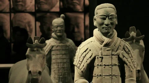 The famous terracotta warriors of Xian, China Stock Footage
