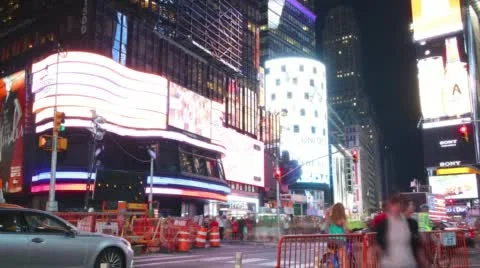 Famous times square night light life 4k time lapse from new york city Stock Footage 45037164