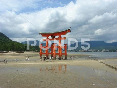 Famous Tori gate in Miyajima Stock Photos