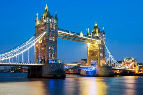 Famous Tower Bridge in the evening Stock Photos