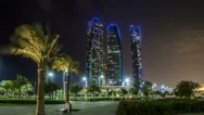 Famous Towers Buildings In Abu Dhabi Night Timelapse Hyperlapse Stock Footage