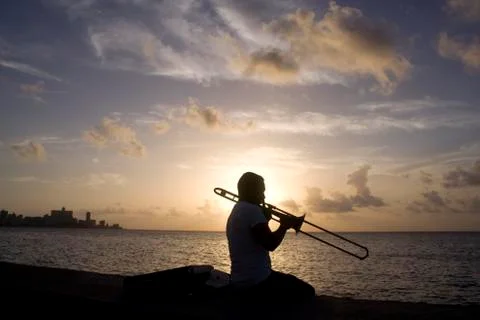 The famous trombone player Stock Photos