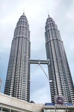 Famous twin towers Petrochemical Company Petronas in Kuala Lumpur Stock Photos