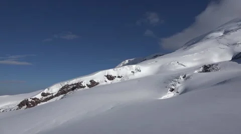 The famous two-headed peak of Mount Elbrus. Eco travel. Stock Footage 52364147