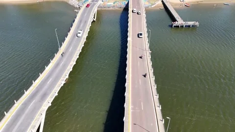The Famous Undulating Bridge in Uruguay 스톡 동영상 341247469