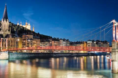 Famous view of river saone Stock Photos