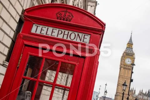Famous vintage Phone Booth in London, Westminster. Stock Photos
