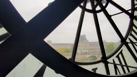 Famous Watch Sky Clouds Orsay Museum Motion Background.  Stock Footage 227713137
