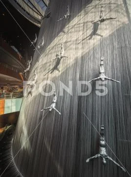 Famous Waterfall in Dubai Mall, UAE Stock Photos