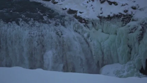 Famous waterfall Gullfoss in winter Stock Footage 81792672