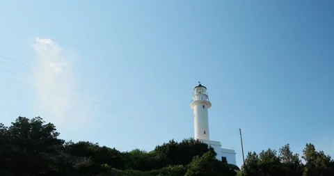 Famous white lighthouse at Cape of Ducato on Lefkada island, Greece. Stock Footage 156415706
