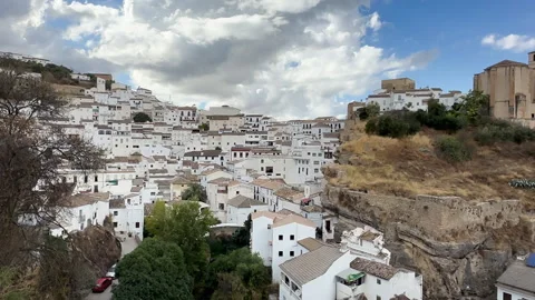 Famous whitewashed houses of Setenil de Las Bodegas village Stock Footage 337229131