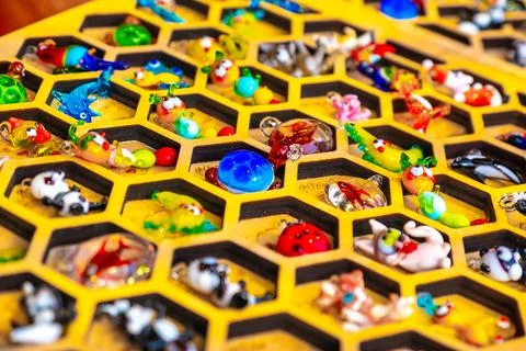 The famous working of glass of Murano also known as Venetian Glass on display in Stock Photos