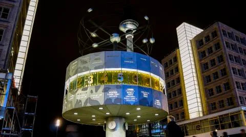 Famous World Clock located in Alexanderplatz in Berlin, Germany Foto stock