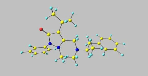 Famprofazone molecular structure isolated on grey Stock Illustration
