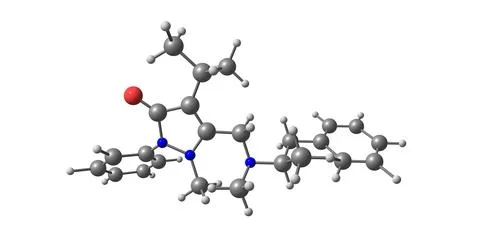 Famprofazone molecular structure isolated on white Stock Illustration