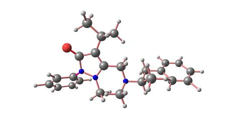 Famprofazone molecular structure isolated on white Stock Illustration