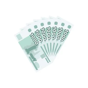 Fan of 1000 rubles banknotes. Money currency Stock Illustration