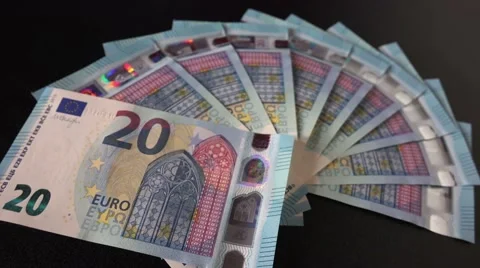 Fan of 20 euros focus pull 4k Video stock 65063699