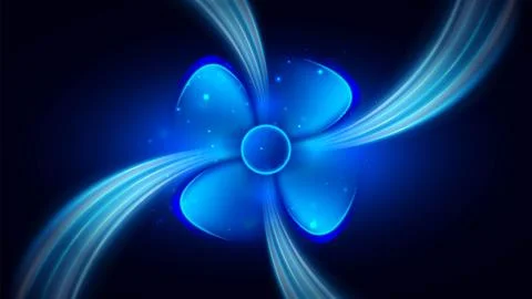 Fan with air waves flow. Ventilator refrigeration, air conditioning, climate 스톡 일러스트