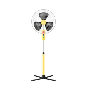 Fan airflow cool wind cold ventilator yellow flat Stock Illustration