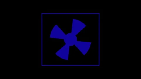 Fan blades animation inside square frame. Fan blades blue digital propeller.. Stock Footage 337618342