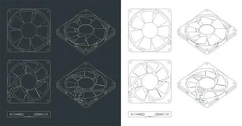 Fan for computer cases and CPU coolers Illustrazione stock