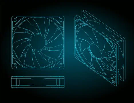 Fan for computer cases and CPU coolers blueprints Stock Illustration