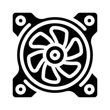 Fan computer part glyph icon vector illustration Stock Illustration