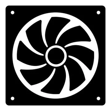Fan for computer processor Cooler CPU cooling system Ventilator icon black co Stock Illustration