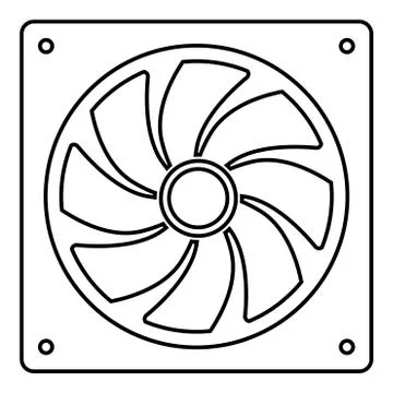 Fan for computer processor Cooler CPU cooling system Ventilator icon outline  스톡 일러스트