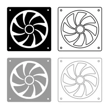 Fan for computer processor Cooler CPU cooling system Ventilator icon outline  Stock Illustration
