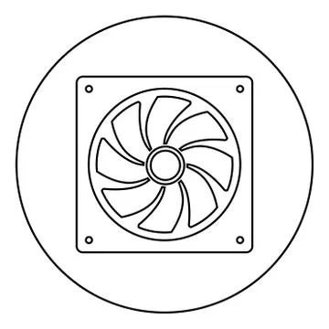 Fan for computer processor Cooler CPU cooling system Ventilator icon in circl Stock Illustration