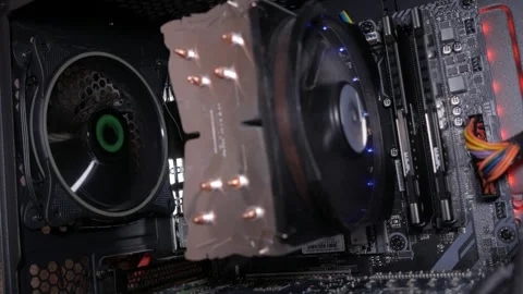 The fan in the computer is spinning Stock-Footage 243934325