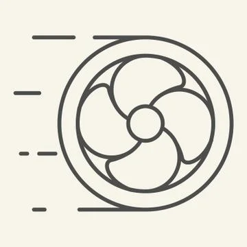 Fan cooler thin line icon. Computer fan vector illustration isolated on white Stock Illustration