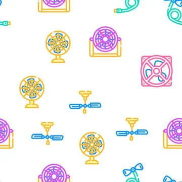Fan Electronic Cooling Device vector seamless pattern 스톡 일러스트
